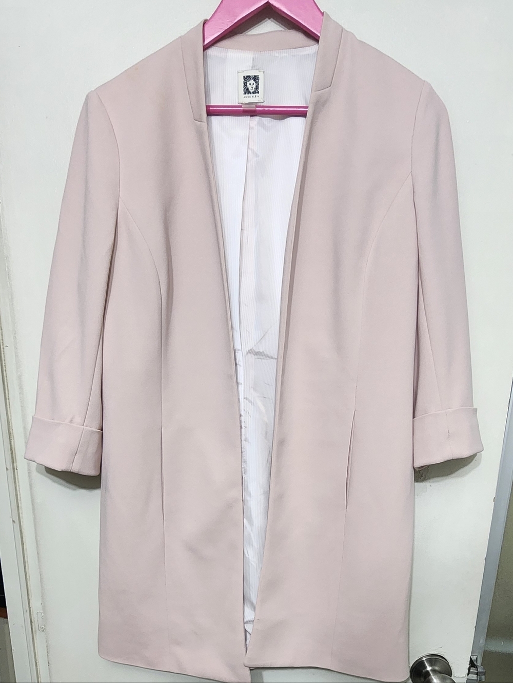 Anne Klein Pale Pink Open-Front Blazer Jacket